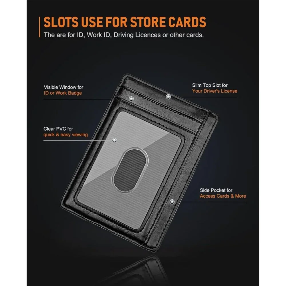 Slim Minimalist Front Pocket RFID Blocking Leather Wallets for Men and Women